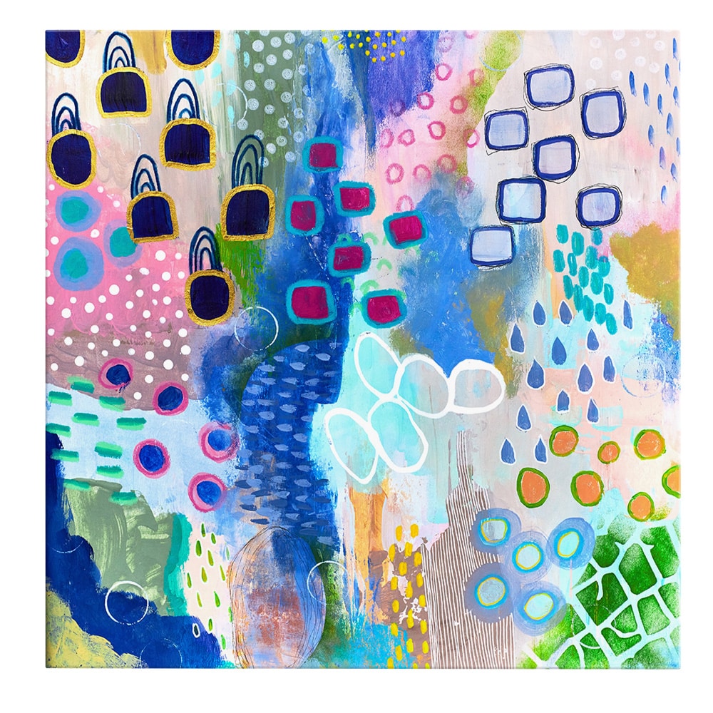 Tablou pictura forme abstracte, albastru, roz 1429 - Material produs:: Poster pe hartie FARA RAMA, Dimensiunea:: 100x100 cm