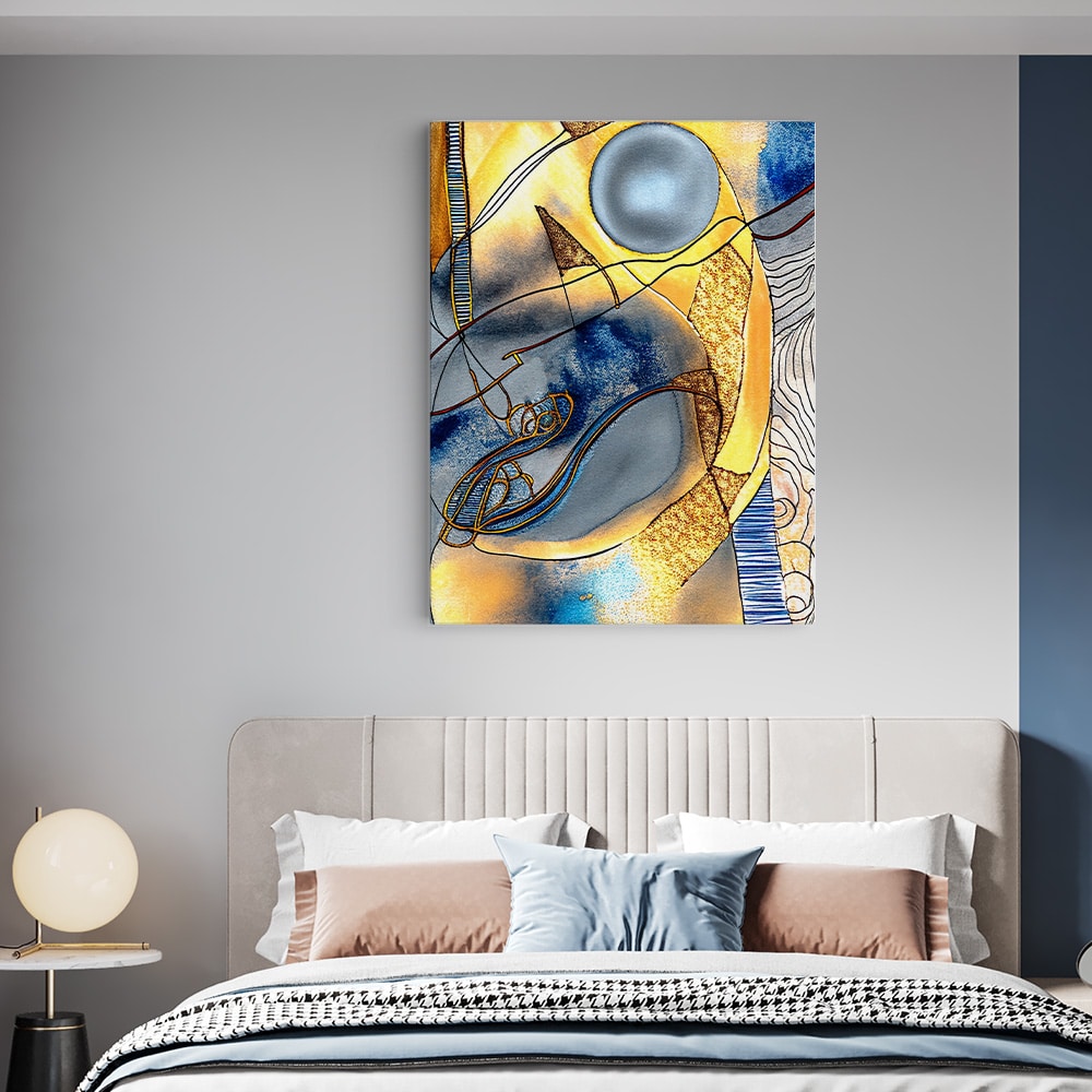 Tablou pictura forme abstracte geometrice galben 1450 dormitor - Afis Poster Tablou ochi cu design creativ multicolor detaliu pentru living casa birou bucatarie livrare in 24 ore la cel mai bun pret.