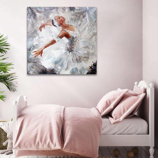 Tablou pictura in ulei balerina alb gri maro 1405 dormitor copii - Afis Poster pictura in ulei balerina alb gri pentru living casa birou bucatarie livrare in 24 ore la cel mai bun pret.