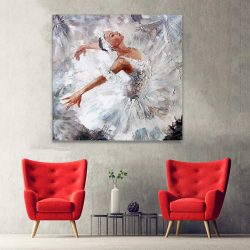 Tablou pictura in ulei balerina alb gri maro 1405 hol - Afis Poster pictura in ulei balerina alb gri pentru living casa birou bucatarie livrare in 24 ore la cel mai bun pret.