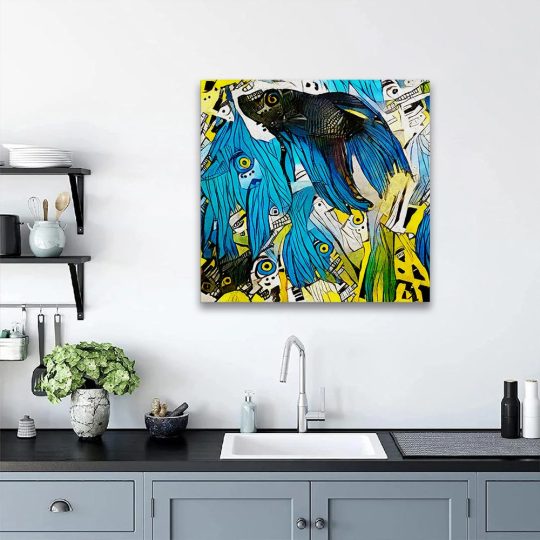 Tablou pictura peste fundal forme abstracte albastru 1407 camera 3 - Afis Poster Tablou peste abstract pentru living casa birou bucatarie livrare in 24 ore la cel mai bun pret.