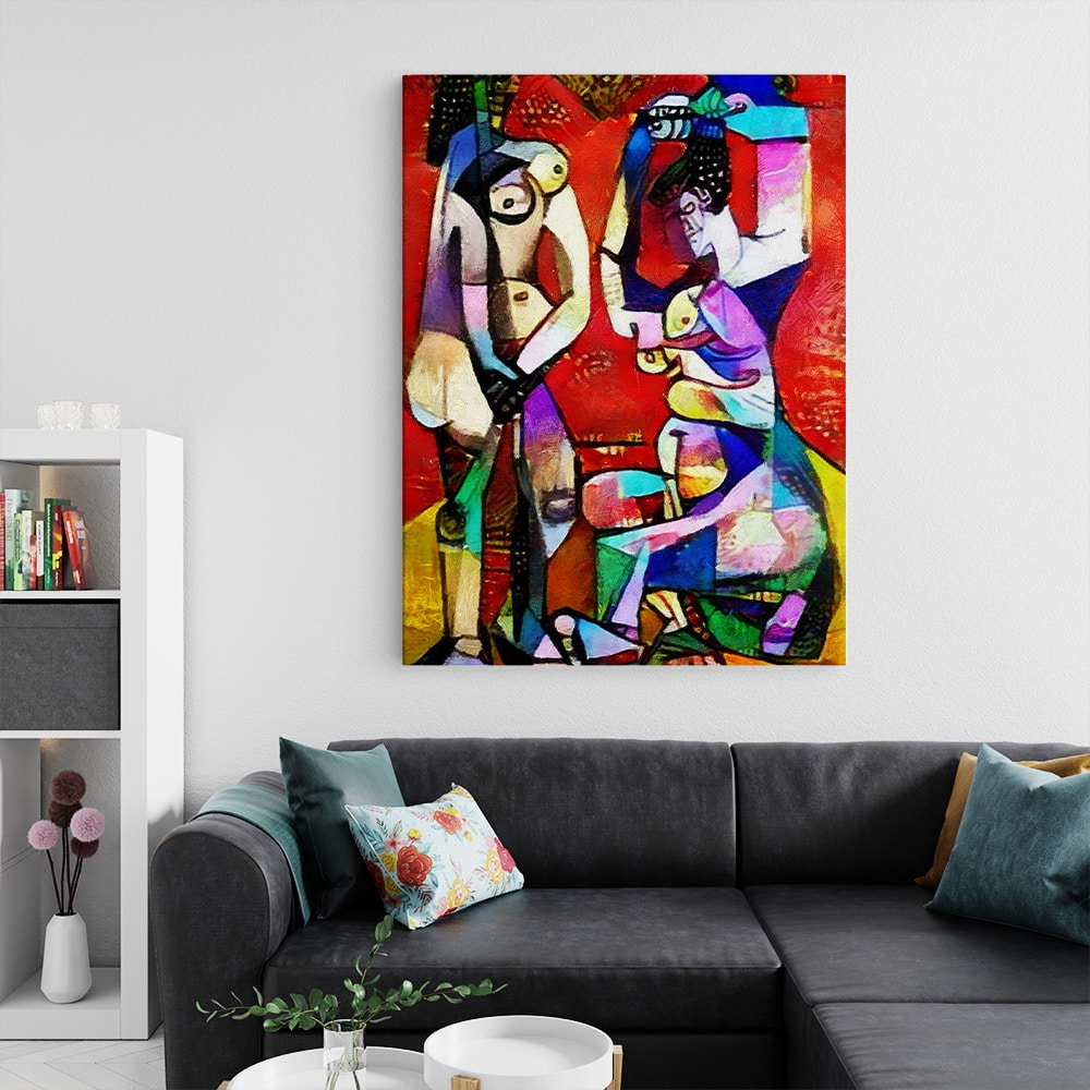 Tablou pictura stil cubism oameni multicolor 1449 living 2 - Afis Poster Tablou ochi cu design creativ multicolor detaliu pentru living casa birou bucatarie livrare in 24 ore la cel mai bun pret.