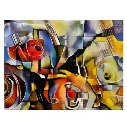 Tablou pictura ulei stil cubism flori multicolor 1447 front - Afis Poster tablou pictura ulei stil cubism flori pentru living casa birou bucatarie livrare in 24 ore la cel mai bun pret.