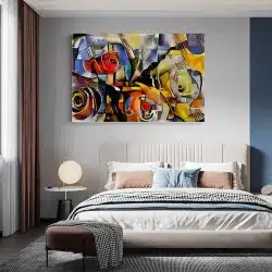 Tablou pictura ulei stil cubism flori multicolor 1447 dormitor - Afis Poster tablou pictura ulei stil cubism flori pentru living casa birou bucatarie livrare in 24 ore la cel mai bun pret.