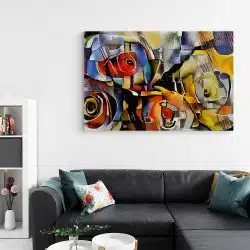 Tablou pictura ulei stil cubism flori multicolor 1447 living - Afis Poster tablou pictura ulei stil cubism flori pentru living casa birou bucatarie livrare in 24 ore la cel mai bun pret.