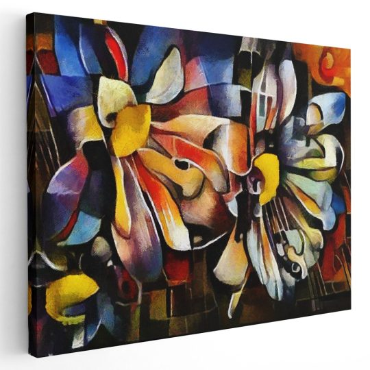 Tablou pictura ulei stil cubism flori variate multicolor 1444 - Afis Poster tablou pictura ulei stil cubism flori variate pentru living casa birou bucatarie livrare in 24 ore la cel mai bun pret.