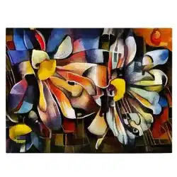 Tablou pictura ulei stil cubism flori variate multicolor 1444 front - Afis Poster tablou pictura ulei stil cubism flori variate pentru living casa birou bucatarie livrare in 24 ore la cel mai bun pret.