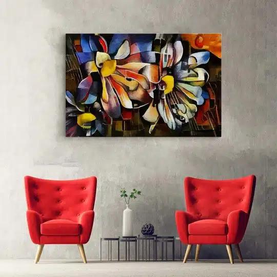 Tablou pictura ulei stil cubism flori variate multicolor 1444 hol - Afis Poster tablou pictura ulei stil cubism flori variate pentru living casa birou bucatarie livrare in 24 ore la cel mai bun pret.