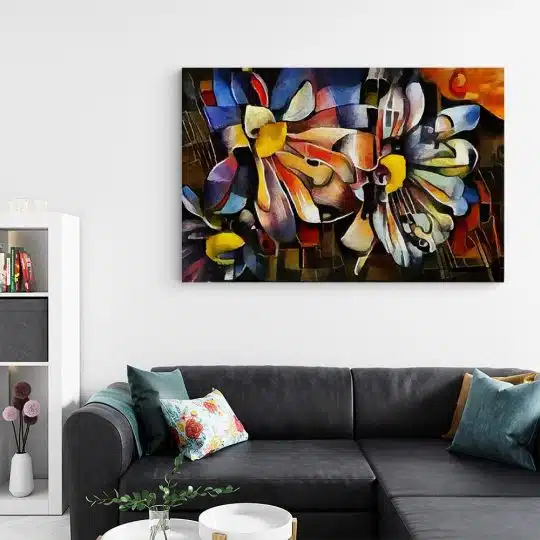 Tablou pictura ulei stil cubism flori variate multicolor 1444 living - Afis Poster tablou pictura ulei stil cubism flori variate pentru living casa birou bucatarie livrare in 24 ore la cel mai bun pret.