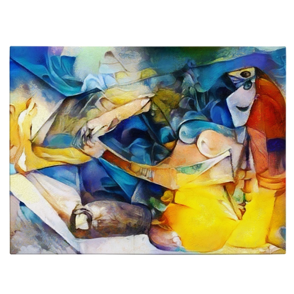 Tablou pictura ulei stil cubism forme abstracte, multicolor 1445 - Material produs:: Tablou canvas pe panza CU RAMA, Dimensiunea:: 70x100 cm