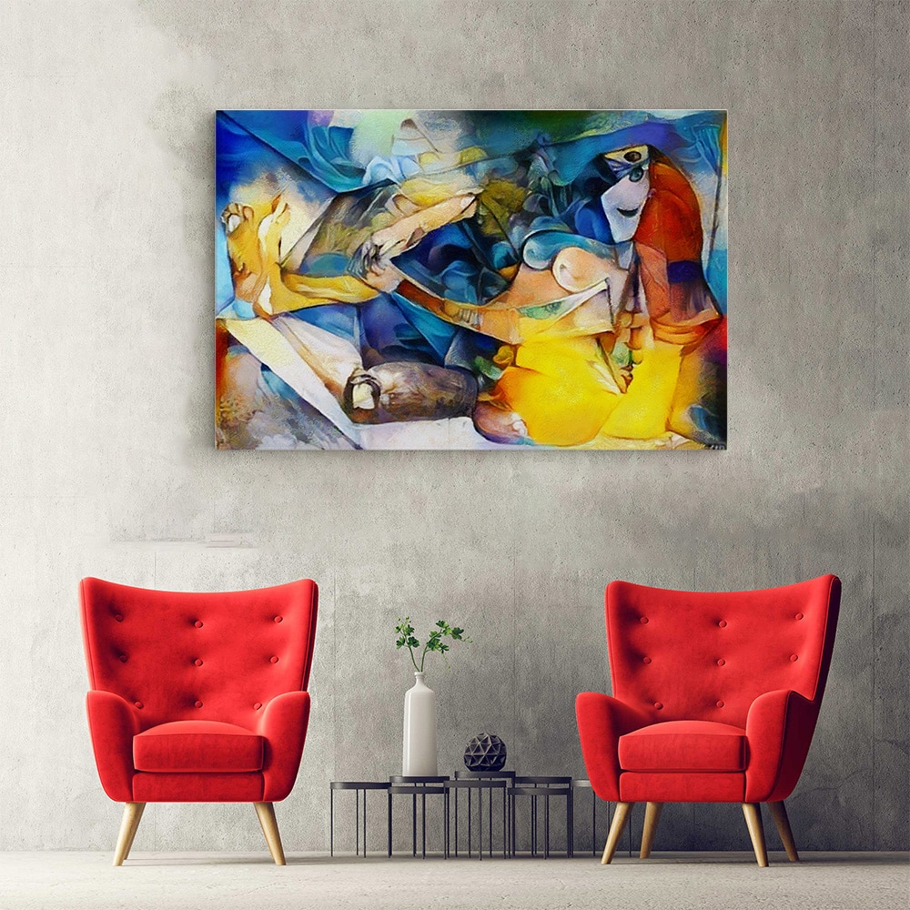 Tablou pictura ulei stil cubism forme abstracte multicolor 1445 hol - Afis Poster Tablou ochi cu design creativ multicolor detaliu pentru living casa birou bucatarie livrare in 24 ore la cel mai bun pret.
