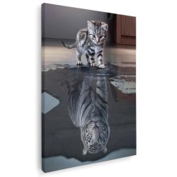 Tablou pisica cu reflexia sa in apa ca tigru 3085