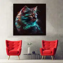 Tablou pisica efect neon albastru negru galben 1640 hol - Afis Poster Tablou pisica efect neon pentru living casa birou bucatarie livrare in 24 ore la cel mai bun pret.