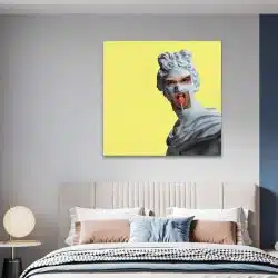 Tablou pop art colaj cap femeie in statuie statuie galben gri 1401 camera 1 - Afis Poster tablou pop art colaj cap femeie in statuie galben gri pentru living casa birou bucatarie livrare in 24 ore la cel mai bun pret.