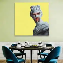 Tablou pop art colaj cap femeie in statuie statuie galben gri 1401 camera 5 - Afis Poster tablou pop art colaj cap femeie in statuie galben gri pentru living casa birou bucatarie livrare in 24 ore la cel mai bun pret.