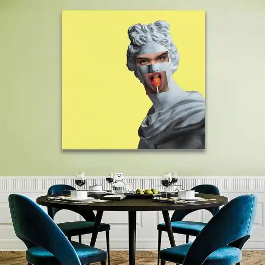 Tablou pop art colaj cap femeie in statuie statuie galben gri 1401 camera 5 - Afis Poster tablou pop art colaj cap femeie in statuie galben gri pentru living casa birou bucatarie livrare in 24 ore la cel mai bun pret.