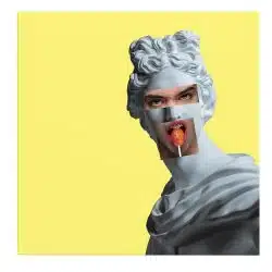 Tablou pop art colaj cap femeie in statuie statuie galben gri 1401 frontal - Afis Poster tablou pop art colaj cap femeie in statuie galben gri pentru living casa birou bucatarie livrare in 24 ore la cel mai bun pret.