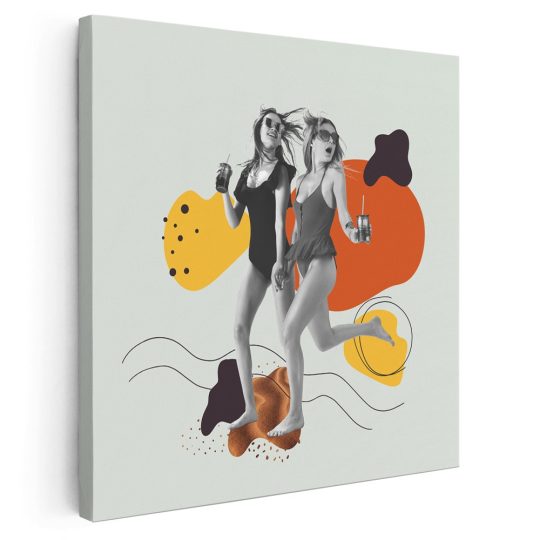 Tablou pop art colaj femei fundal forme abstracte portocaliu 1404 - Afis Poster pop art colaj femei fundal forme abstracte portocaliu pentru living casa birou bucatarie livrare in 24 ore la cel mai bun pret.