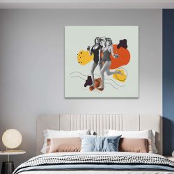 Tablou pop art colaj femei fundal forme abstracte portocaliu 1404 camera 1 - Afis Poster pop art colaj femei fundal forme abstracte portocaliu pentru living casa birou bucatarie livrare in 24 ore la cel mai bun pret.