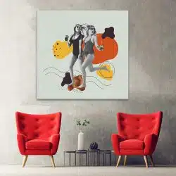 Tablou pop art colaj femei fundal forme abstracte portocaliu 1404 hol - Afis Poster pop art colaj femei fundal forme abstracte portocaliu pentru living casa birou bucatarie livrare in 24 ore la cel mai bun pret.