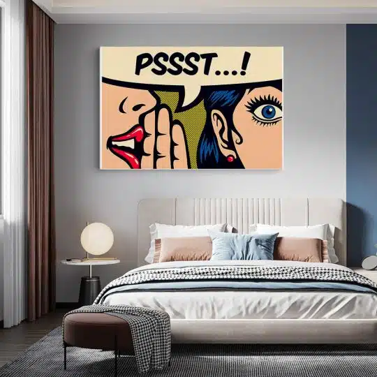 Tablou pop art femei impartasind zvonuri crem 1948 dormitor - Afis Poster Tablou pop art femei impartasind zvonuri crem pentru living casa birou bucatarie livrare in 24 ore la cel mai bun pret.