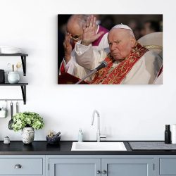 Tablou portret Papa Ioan Paul al II lea alb 1566 bucatarie - Afis Poster tablou Papa Ioan Paul al II-lea pentru living casa birou bucatarie livrare in 24 ore la cel mai bun pret.