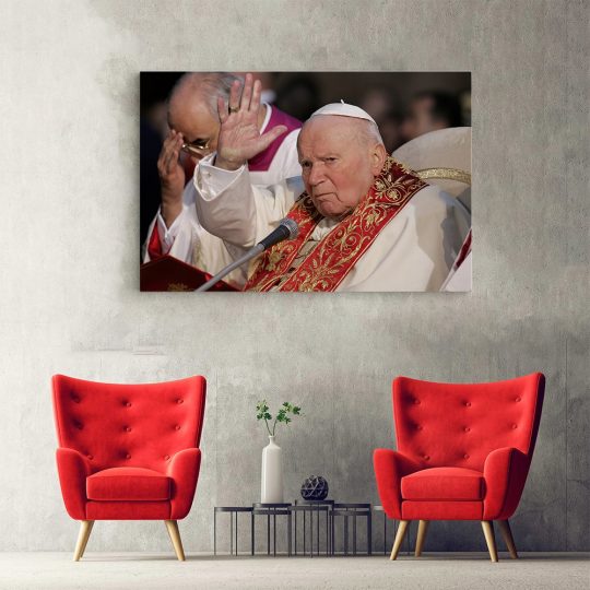 Tablou portret Papa Ioan Paul al II lea alb 1566 hol - Afis Poster tablou Papa Ioan Paul al II-lea pentru living casa birou bucatarie livrare in 24 ore la cel mai bun pret.