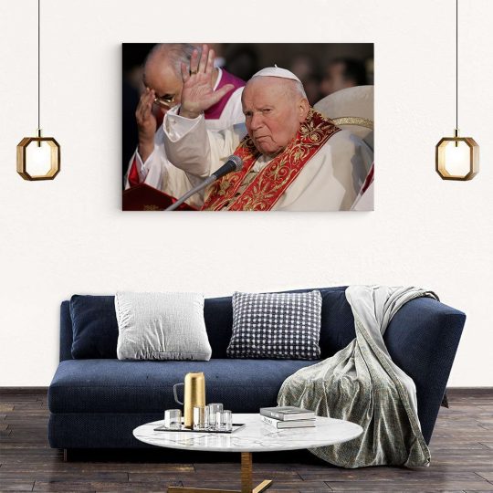 Tablou portret Papa Ioan Paul al II lea alb 1566 living modern 2 - Afis Poster tablou Papa Ioan Paul al II-lea pentru living casa birou bucatarie livrare in 24 ore la cel mai bun pret.