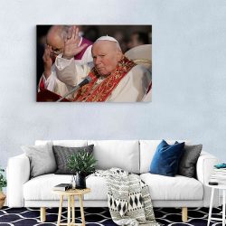 Tablou portret Papa Ioan Paul al II lea alb 1566 living modern - Afis Poster tablou Papa Ioan Paul al II-lea pentru living casa birou bucatarie livrare in 24 ore la cel mai bun pret.