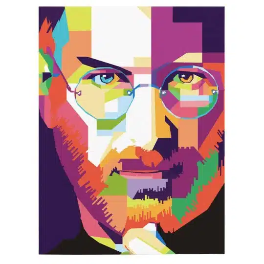 Tablou portret Steve Jobs WPAP pop art multicolor 1386 front - Afis Poster portret Steve Jobs WPAP pop art multicolor pentru living casa birou bucatarie livrare in 24 ore la cel mai bun pret.