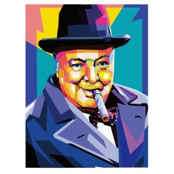 Tablou portret Winston Churchill WPAP pop art multicolor 1385 front - Afis Poster portret Winston Churchill WPAP pop art multicolor pentru living casa birou bucatarie livrare in 24 ore la cel mai bun pret.