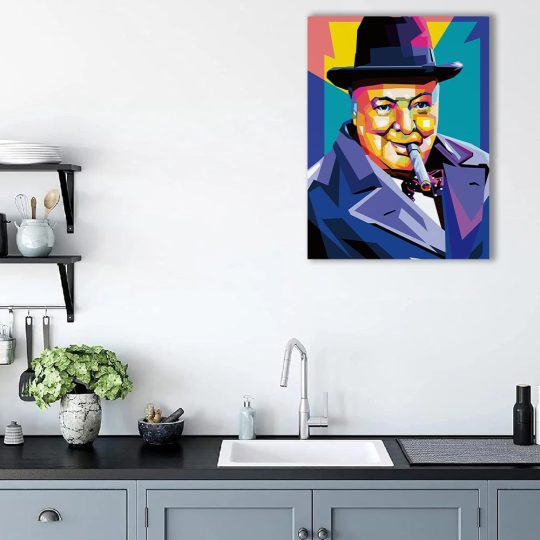 Tablou portret Winston Churchill WPAP pop art multicolor 1385 bucatarie - Afis Poster portret Winston Churchill WPAP pop art multicolor pentru living casa birou bucatarie livrare in 24 ore la cel mai bun pret.