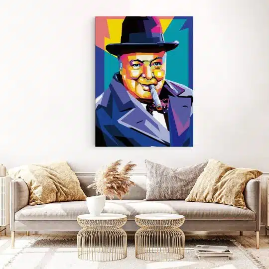 Tablou portret Winston Churchill WPAP pop art multicolor 1385 living 1 - Afis Poster portret Winston Churchill WPAP pop art multicolor pentru living casa birou bucatarie livrare in 24 ore la cel mai bun pret.