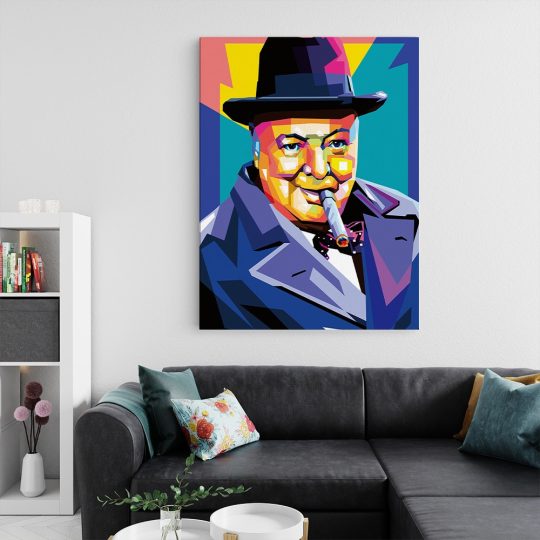 Tablou portret Winston Churchill WPAP pop art multicolor 1385 living 2 - Afis Poster portret Winston Churchill WPAP pop art multicolor pentru living casa birou bucatarie livrare in 24 ore la cel mai bun pret.