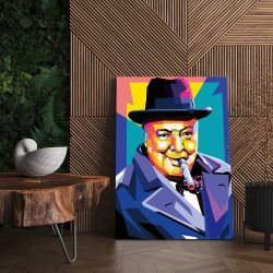 Tablou portret Winston Churchill WPAP pop art multicolor 1385 living - Afis Poster portret Winston Churchill WPAP pop art multicolor pentru living casa birou bucatarie livrare in 24 ore la cel mai bun pret.
