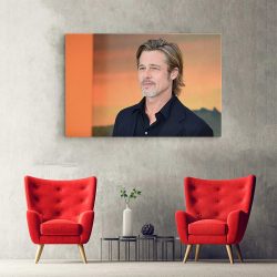 Tablou portret actor Brad Pitt crem 1559 hol - Afis Poster Tablou Brad Pitt actor pentru living casa birou bucatarie livrare in 24 ore la cel mai bun pret.