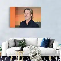 Tablou portret actor Brad Pitt crem 1559 living modern - Afis Poster Tablou Brad Pitt actor pentru living casa birou bucatarie livrare in 24 ore la cel mai bun pret.