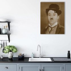 Tablou portret actor Charlie Chaplin alb negru 1502 bucatarie - Afis Poster Tablou retro Charlie Chaplin actor pentru living casa birou bucatarie livrare in 24 ore la cel mai bun pret.