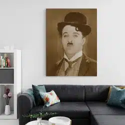 Tablou portret actor Charlie Chaplin alb negru 1502 living 2 - Afis Poster Tablou retro Charlie Chaplin actor pentru living casa birou bucatarie livrare in 24 ore la cel mai bun pret.