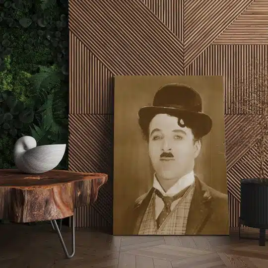 Tablou portret actor Charlie Chaplin alb negru 1502 living - Afis Poster Tablou retro Charlie Chaplin actor pentru living casa birou bucatarie livrare in 24 ore la cel mai bun pret.