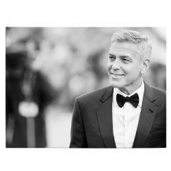 Tablou portret actor George Clooney alb negru 1560 front - Afis Poster Tablou George Clooney actori celebri pentru living casa birou bucatarie livrare in 24 ore la cel mai bun pret.
