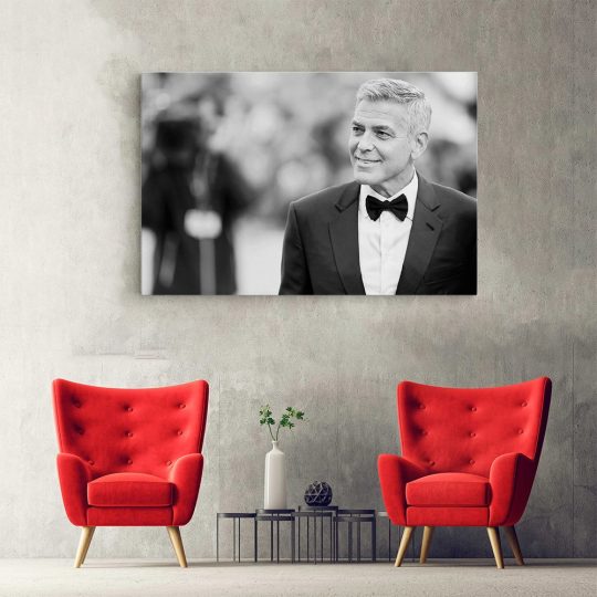 Tablou portret actor George Clooney alb negru 1560 hol - Afis Poster Tablou George Clooney actori celebri pentru living casa birou bucatarie livrare in 24 ore la cel mai bun pret.