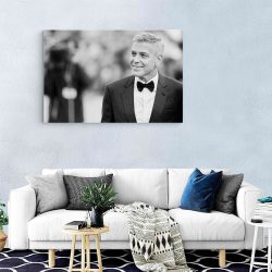 Tablou portret actor George Clooney alb negru 1560 living modern - Afis Poster Tablou George Clooney actori celebri pentru living casa birou bucatarie livrare in 24 ore la cel mai bun pret.