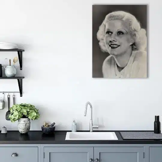 Tablou portret actrita Jean Harlow alb negru 1510 bucatarie - Afis Poster Tablou Jean Harlow actrita pentru living casa birou bucatarie livrare in 24 ore la cel mai bun pret.