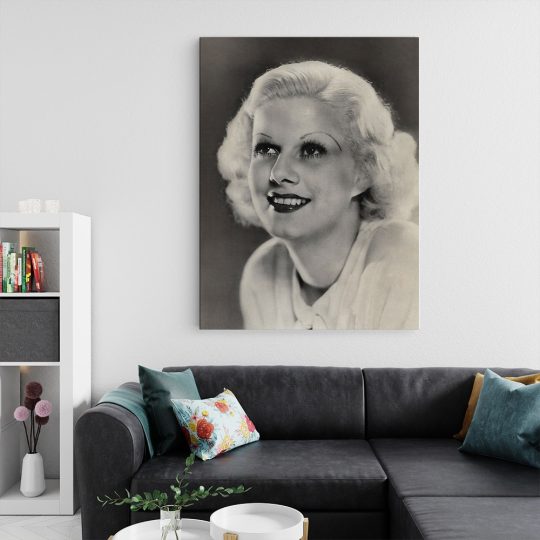 Tablou portret actrita Jean Harlow alb negru 1510 living 2 - Afis Poster Tablou Jean Harlow actrita pentru living casa birou bucatarie livrare in 24 ore la cel mai bun pret.