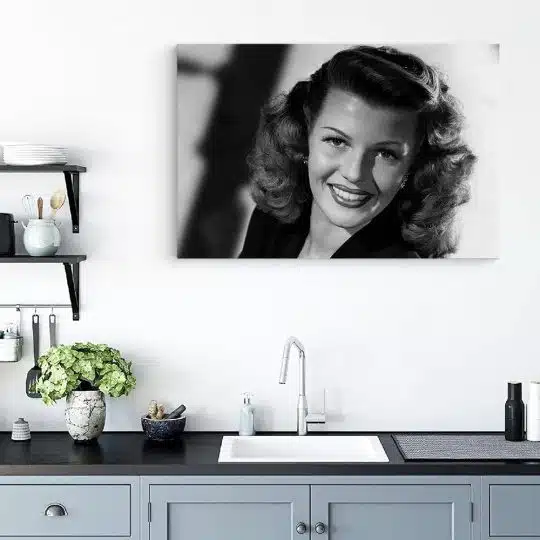 Tablou portret actrita Rita Hayworth alb negru 1548 bucatarie - Afis Poster Tablou Rita Hayworth actrita pentru living casa birou bucatarie livrare in 24 ore la cel mai bun pret.