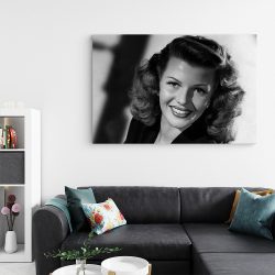Tablou portret actrita Rita Hayworth alb negru 1548 living - Afis Poster Tablou Rita Hayworth actrita pentru living casa birou bucatarie livrare in 24 ore la cel mai bun pret.