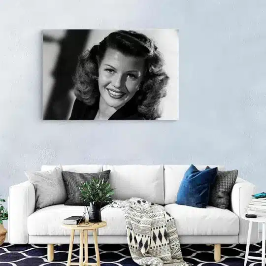 Tablou portret actrita Rita Hayworth alb negru 1548 living modern - Afis Poster Tablou Rita Hayworth actrita pentru living casa birou bucatarie livrare in 24 ore la cel mai bun pret.