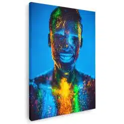 Tablou portret barbat pictat cu pudra fluorescenta 4306