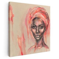 Tablou portret carbune acrilic femeie africana cu turban roz 1324 - Afis Poster portret carbune acrilic femeie africana cu turban roz pentru living casa birou bucatarie livrare in 24 ore la cel mai bun pret.